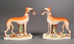 Pair of Staffordshire Standing Whippets